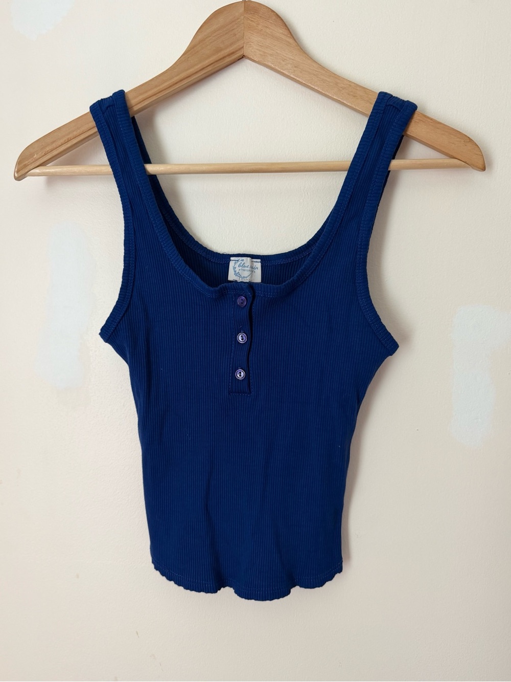 Blue Rain Navy Ribbed Henley Tank